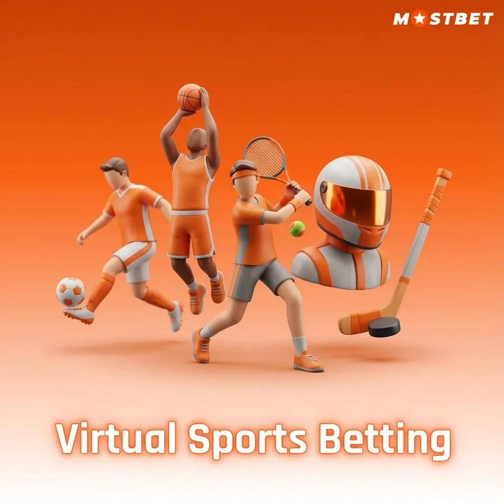 Illustration of virtual sports betting with animated football, cricket, horse and greyhound races on digital screens