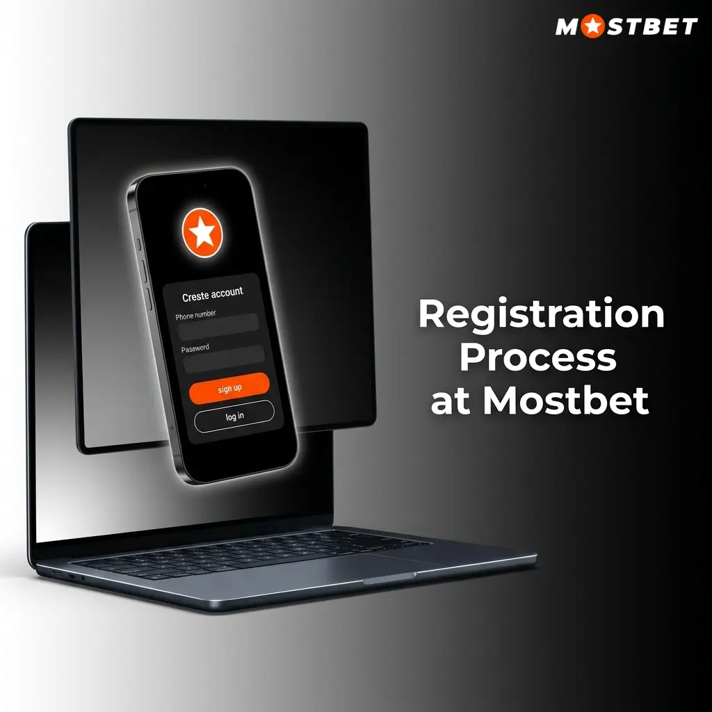 Mostbet registration process steps showing sign-up methods and 125% welcome bonus up to 45,000 INR